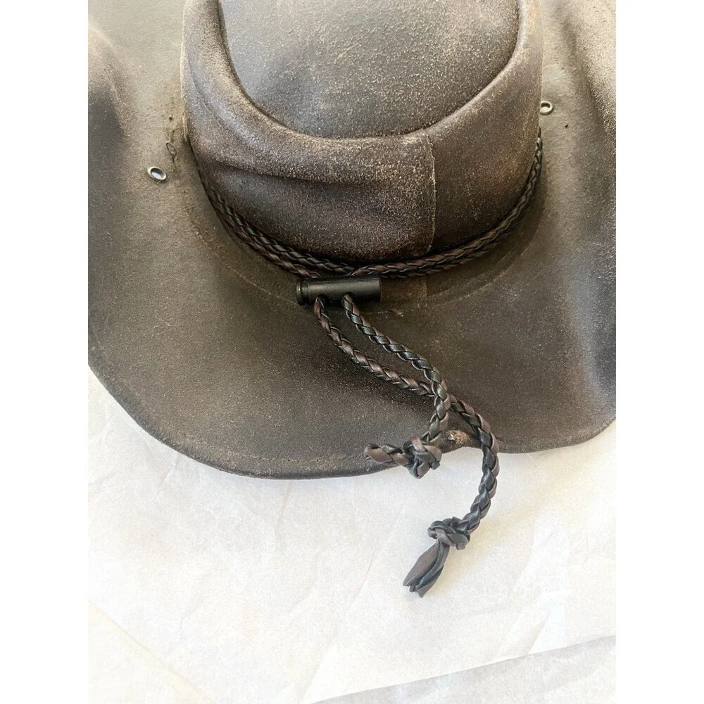 Bullhide Hilltop Leather Cowboy Brown Hat Size Medium $99